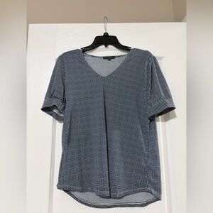 Adrianna Papell Black and White Gingham Blouse